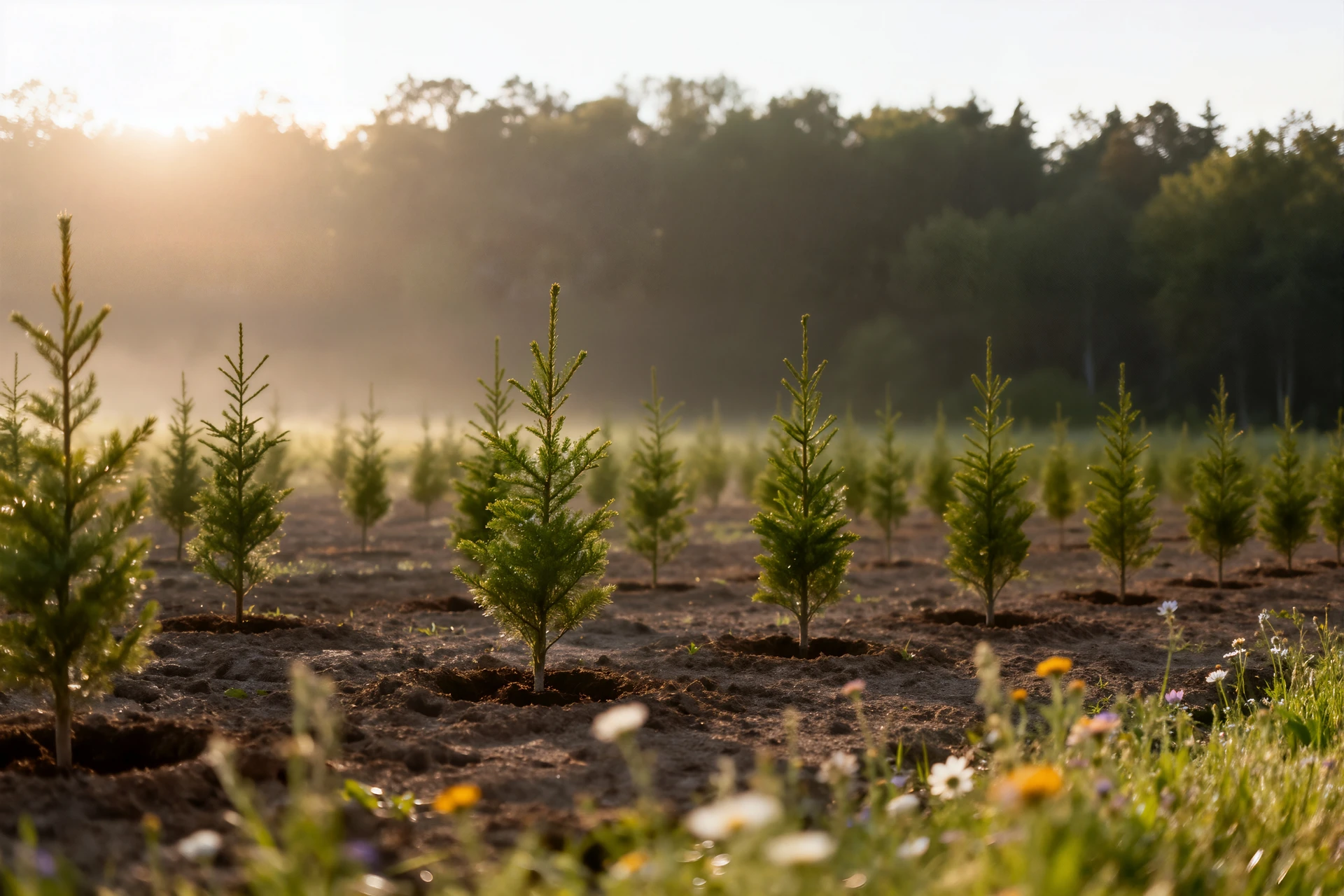Scène extérieure de plantation communautaire en forêt
